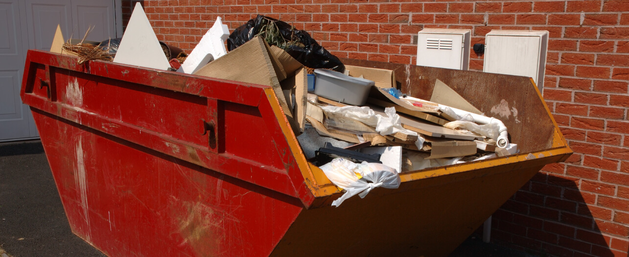 Red skip bin for waste management