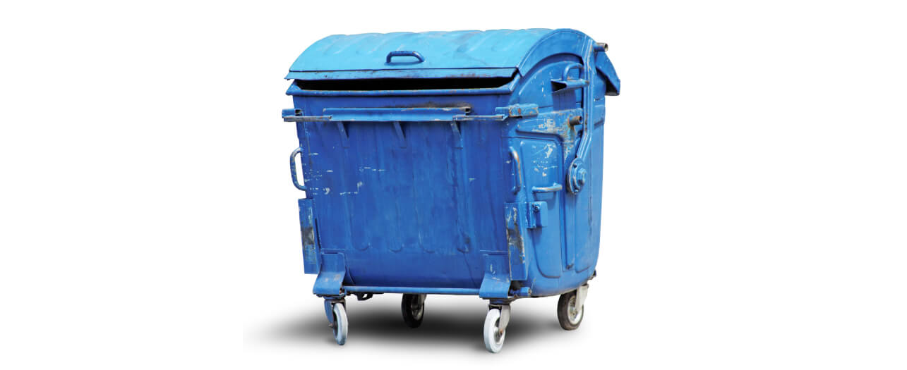 Blue galvanised bin